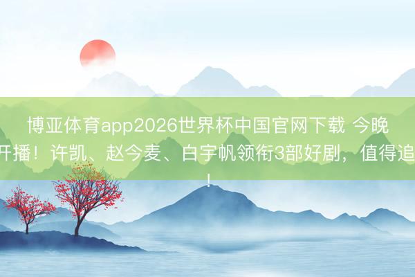 博亚体育app2026世界杯中国官网下载 今晚开播！许凯、赵今麦、白宇帆领衔3部好剧，值得追！