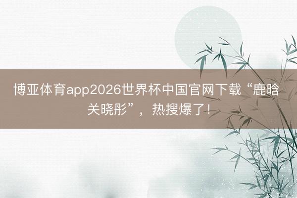 博亚体育app2026世界杯中国官网下载 “鹿晗 关晓彤” ，热搜爆了！