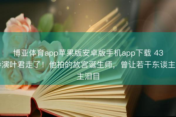博亚体育app苹果版安卓版手机app下载 43岁导演叶君走了！他拍的故宫诞生师，曾让若干东谈主泪目