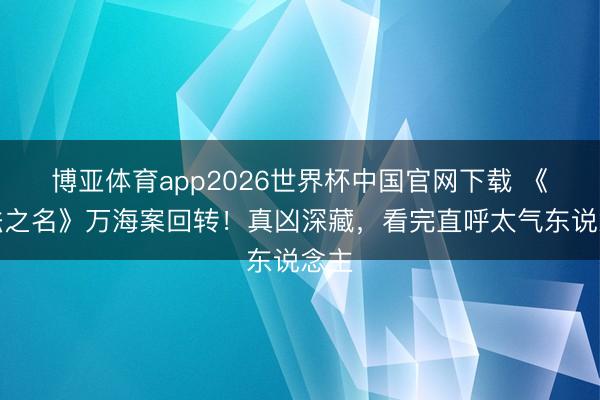博亚体育app2026世界杯中国官网下载 《以法之名》万海案回转！真凶深藏，看完直呼太气东说念主