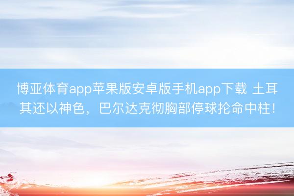 博亚体育app苹果版安卓版手机app下载 土耳其还以神色，巴尔达克彻胸部停球抡命中柱！