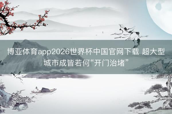 博亚体育app2026世界杯中国官网下载 超大型城市成皆若何“开门治堵”